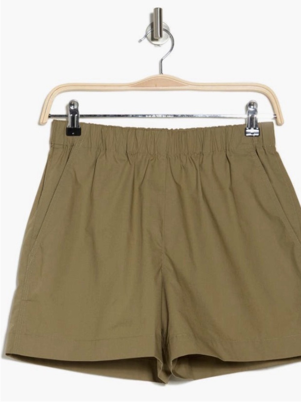 Theory Burnt Olive Elastic-Waist Shorts